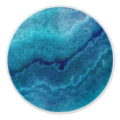 Blue Aquamarin Agate Texture Keramikknauf (Vorderseite)