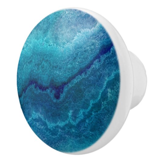 Blue Aquamarin Agate Texture Keramikknauf (Rechts)