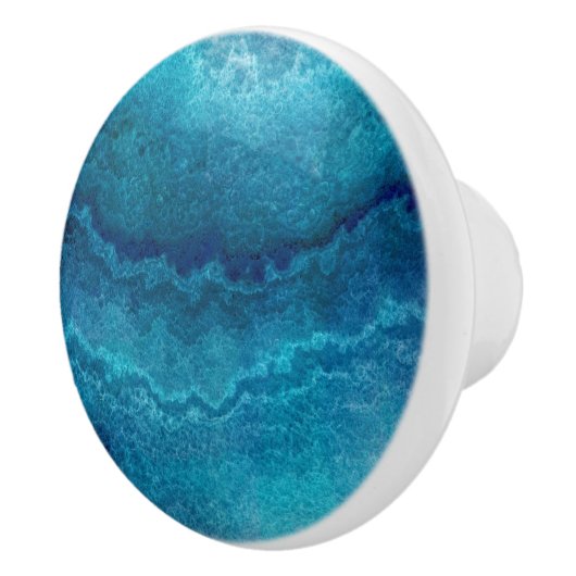 Blue Aquamarin Agate Texture Keramikknauf (Rechts)