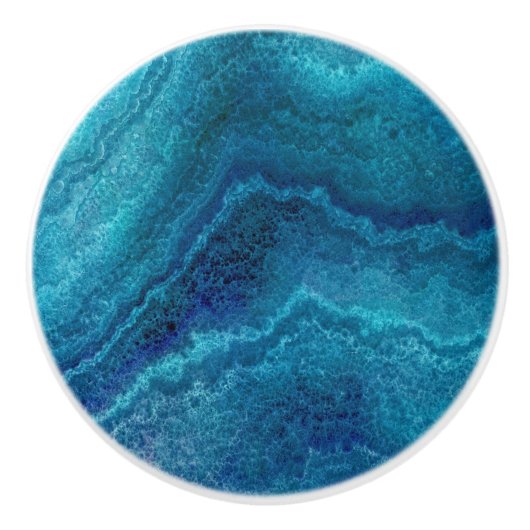 Blue Aquamarin Agate Texture  Keramikknauf (Vorderseite)