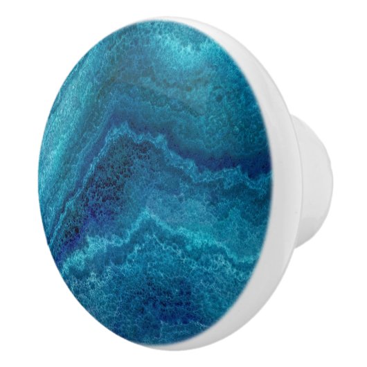 Blue Aquamarin Agate Texture Keramikknauf (Rechts)