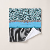 Blue Aquamarin and Black Glam Glitzer Best Towel S Badhandtuch Set (Waschlappen)