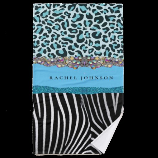 Blue Aquamarin and Black Glam Glitzer Best Towel S Badhandtuch Set