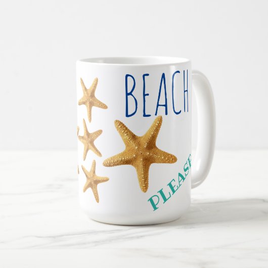 Blue & Aquamarin Beach Bitte ! Starfish Classic Kaffeetasse (VorderseiteRechts)