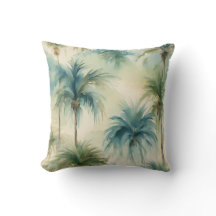 Blue Aquamarin Beige Watercolor Palms Hawaiian Bea