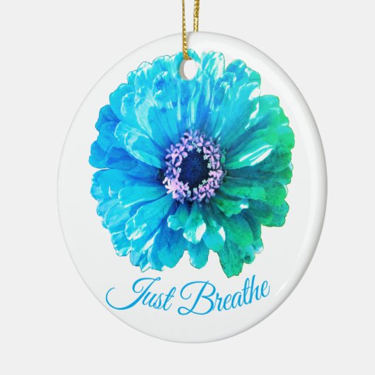Blue Aquamarin Daisy | Retroblau Keramik Ornament (Links)