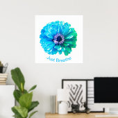 Blue Aquamarin Daisy | Retroblau Poster (Heimbüro)