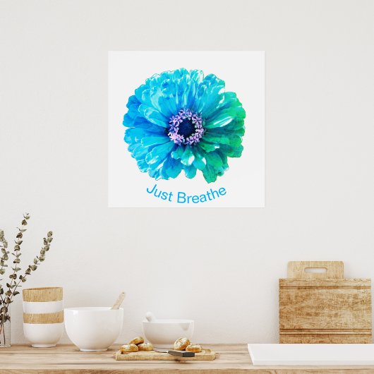 Blue Aquamarin Daisy | Retroblau Poster (Küche)