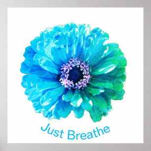 Blue Aquamarin Daisy   Retroblau Poster