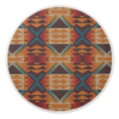 Blue Aquamarin Dark Brown Beige Orange Red Tribal Keramikknauf (Vorderseite)