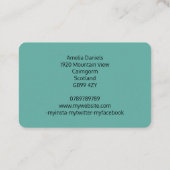 Blue & Aquamarin Floral Business Card Visitenkarte (Rückseite)