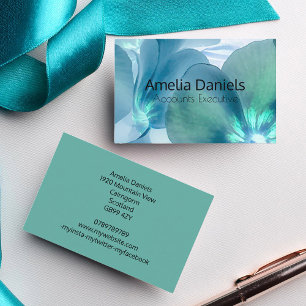 Blue & Aquamarin Floral Business Card Visitenkarte