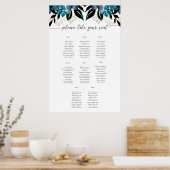 Blue aquamarin Floral Wedborder Poster (Küche)