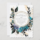 Blue aquamarin Floral Wedding Bouquet Einladung (Vorderseite)