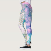 Blue Aquamarin Galaxy Holographic Glitzer Elegant  Leggings (Links)