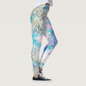 Blue Aquamarin Galaxy Holographic Glitzer Elegant  Leggings (Rechts)