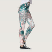 Blue Aquamarin Galaxy Rose Glitzer Elegantes Desig Leggings (Rechts)