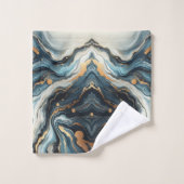 Blue Aquamarin Gold Agate Modern Glam Elegante Hoc Badhandtuch Set (Waschlappen)