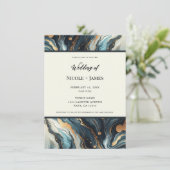 Blue Aquamarin Gold Agate Modern Glam Elegante Hoc Einladung (Stehend Vorderseite)