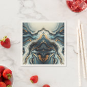 Blue Aquamarin Gold Agate Modern Glam Elegante Hoc Serviette (Beispiel)