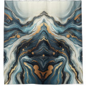 Blue Aquamarin Gold Agate Modern Glam Eleganter St Duschvorhang (Vorderseite)