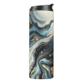 Blue Aquamarin Gold Agate Modern Glam Eleganter St Thermosbecher (Nach links gedreht)