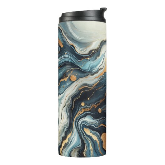 Blue Aquamarin Gold Agate Modern Glam Eleganter St Thermosbecher (Nach links gedreht)