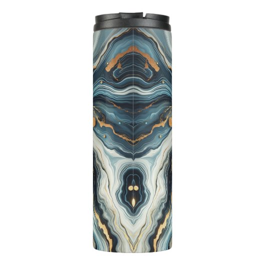 Blue Aquamarin Gold Agate Modern Glam Eleganter St Thermosbecher (Rückseite)