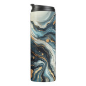 Blue Aquamarin Gold Agate Modern Glam Eleganter St Thermosbecher (Nach rechts gedreht)