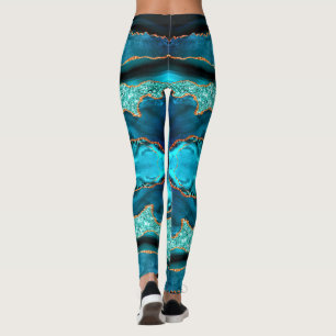 Blue Aquamarin Gold Aqua Türkis Leggings