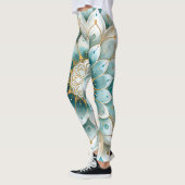 Blue Aquamarin Gold Floral Mandala Leggings (Links)