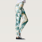 Blue Aquamarin Gold Floral Mandala Leggings (Rechts)