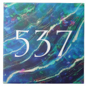 Blue Aquamarin Green Elegane Marmorhaus Number Pla Fliese (Vorderseite)