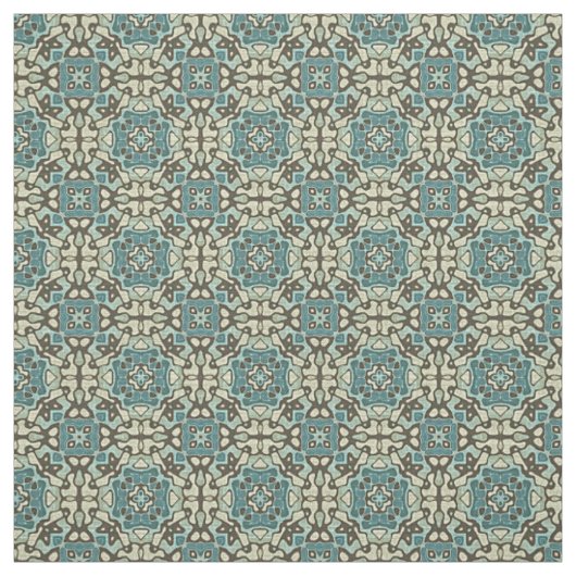 Blue Aquamarin Green Gran Ochre Angesagtes Orienta Stoff (Muster)