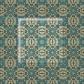 Blue Aquamarin Green Gran Ochre Angesagtes Orienta Stoff (Kachel)