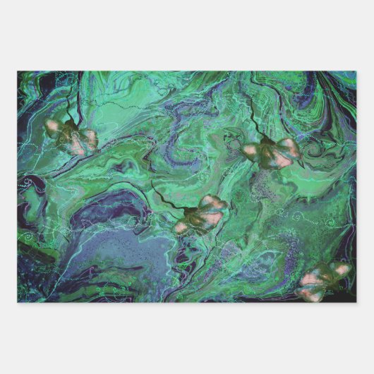 Blue Aquamarin Green Modern Fluid Art Geschenkpapier Set (Vorderseite 2)