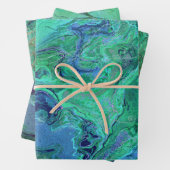 Blue Aquamarin Green Modern Fluid Art Geschenkpapier Set (Beispiel)