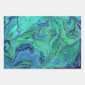 Blue Aquamarin Green Modern Fluid Art Geschenkpapier Set (Vorderseite)