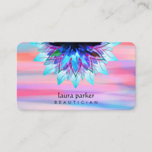 Blue Aquamarin Lotus Blume Logo Massage Yoga Lehre Visitenkarte