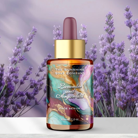 Blue Aquamarin Magenta Gold Marmortopf Flasche Adressaufkleber