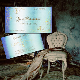 Blue Aquamarin Marble Gold Verziert Corners Orname Visitenkarte