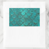 Blue Aquamarin Mermaid Scales Rechteckiger Aufkleber (Tasche)