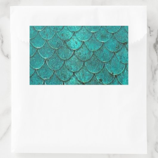 Blue Aquamarin Mermaid Scales Rechteckiger Aufkleber (Tasche)
