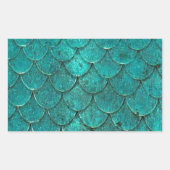 Blue Aquamarin Mermaid Scales Rechteckiger Aufkleber (Vorderseite)