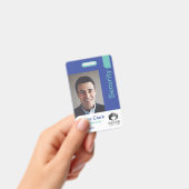 Blue & Aquamarin Modern & Minimal Security Foto ID Ausweis (Handheld)