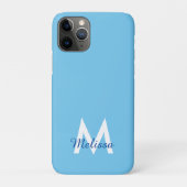 Blue aquamarin moderne Monogram mädchen Name Case-Mate iPhone Hülle (Rückseite)