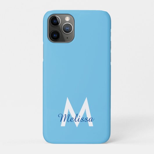 Blue aquamarin moderne Monogram mädchen Name Case-Mate iPhone Hülle (Rückseite)