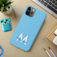 Blue aquamarin moderne Monogram mädchen Name