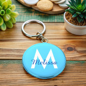 Blue aquamarin moderne Monogram mädchen Name Schlüsselanhänger