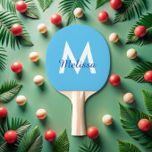 Blue aquamarin moderne Monogram mädchen Name Tischtennis Schläger